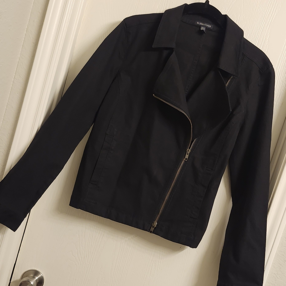 Eileen Fisher Black Blazer with Gold Zipper